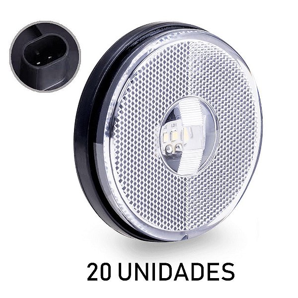 20 Lanterna Lateral Carreta Randon Bivolt Cristal 3 Leds
