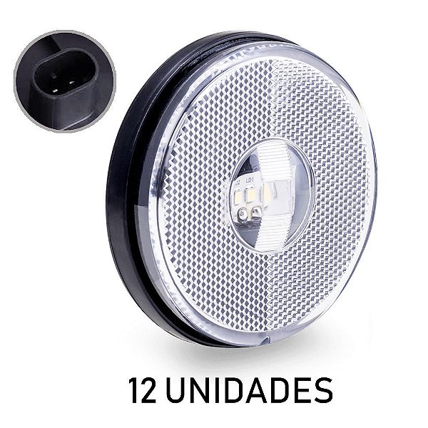 12 Lanterna Lateral Carreta Randon Bivolt Cristal 3 Leds