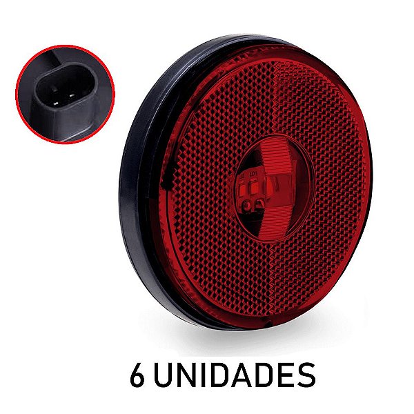 6 Lanterna Lateral Carreta Randon Noma Bivolt Vermelha Led