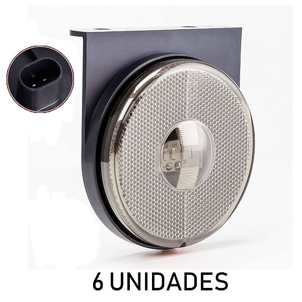 6 Lanterna Lateral Carreta Randon Bivolt Cristal 3 Leds