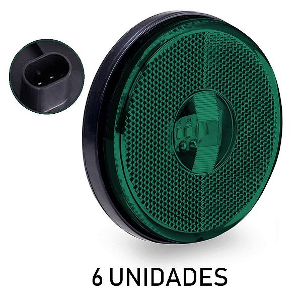6 Lanterna Lateral Carreta Randon Bivolt Verde 3 Leds