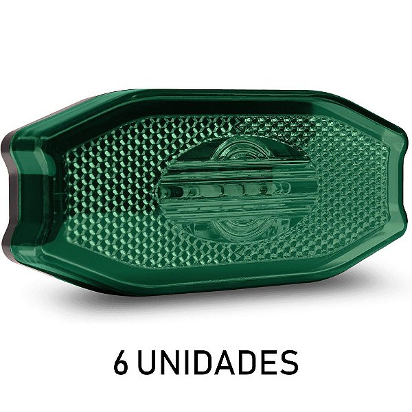 6 Lanterna Lateral Carreta Bau Bivolt Verde 3 Leds