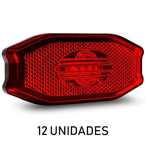 12 Lanterna Lateral Carreta Bau Exclusive Vermelha 3 Leds