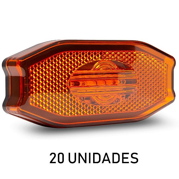 Lanterna Lateral Carreta Exclusive Bivolt Âmbar 3 Leds 20 un