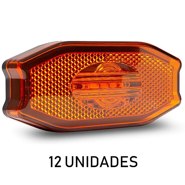 12 Lanterna Lateral Carreta Bau Exclusive Âmbar 3 Leds