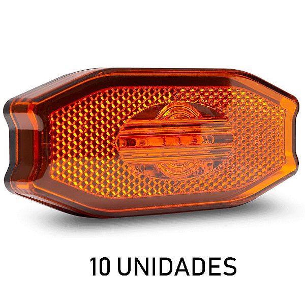 10 Lanterna Lateral Carreta Bau Exclusive Âmbar 3 Leds