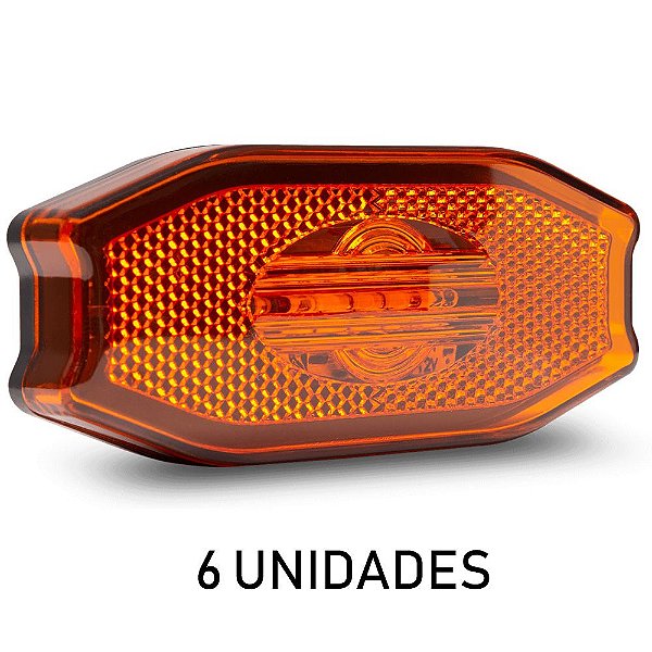 Lanterna Lateral Carreta Bau Bivolt Âmbar 3 Leds 6 un