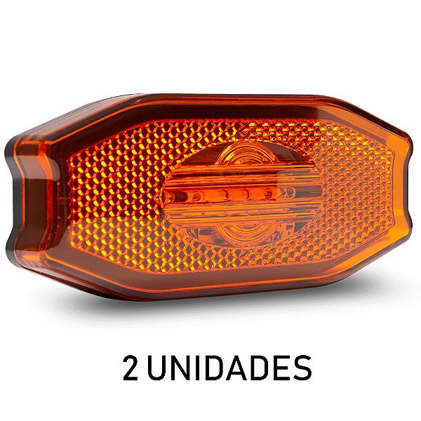 2 Lanterna Lateral Carreta Bau Bivolt Âmbar 3 Leds