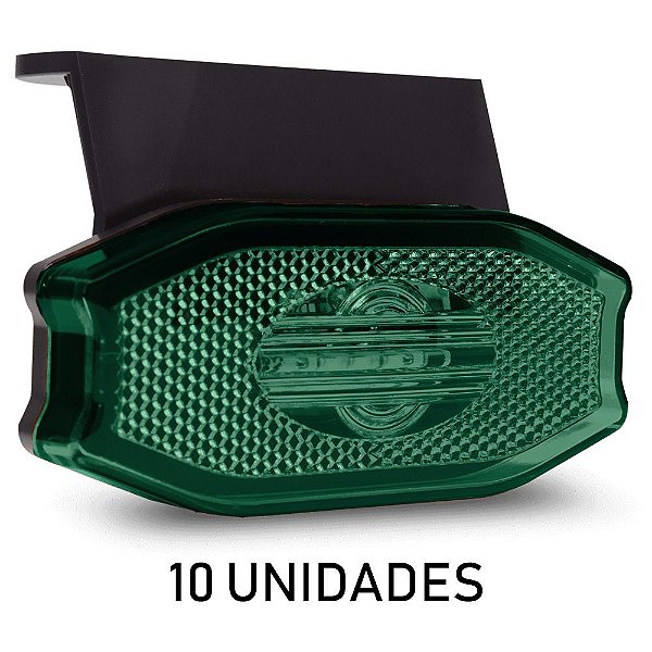 10 Lanterna Lateral Carreta Bau Exclusive Verde 3 Leds