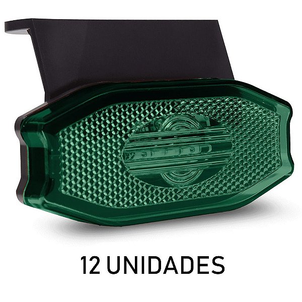 12 Lanterna Lateral Carreta Bau Exclusive Verde 3 Leds