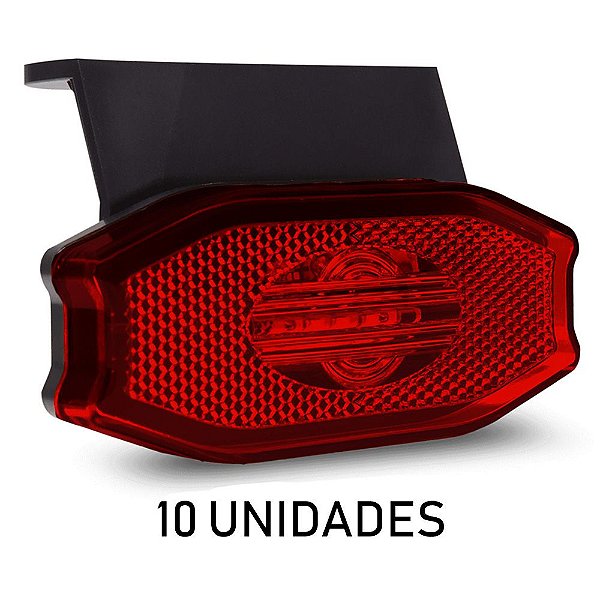 Lanterna Lateral Carreta Bau Bivolt Vermelha 3 Leds 10 un