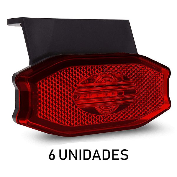 6 Lanterna Lateral Carreta Bau Bivolt Vermelha 3 Leds