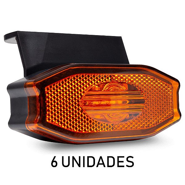 Lanterna Lateral Carreta Bau Bivolt Âmbar 3 Leds 6 un