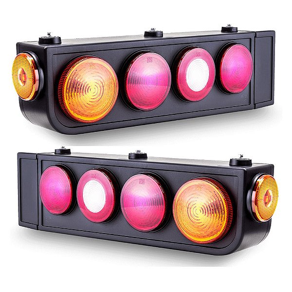 Par de Lanterna Traseira Carreta Led Bivolt Com Aba