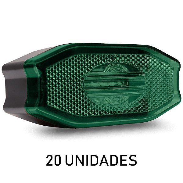 20 Lanterna Lateral Carreta Explusive Bivolt Verde 3 Leds