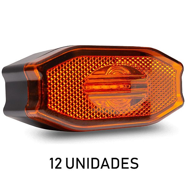 12 Lanterna Lateral Carreta Bau Exclusive Âmbar 3 Leds