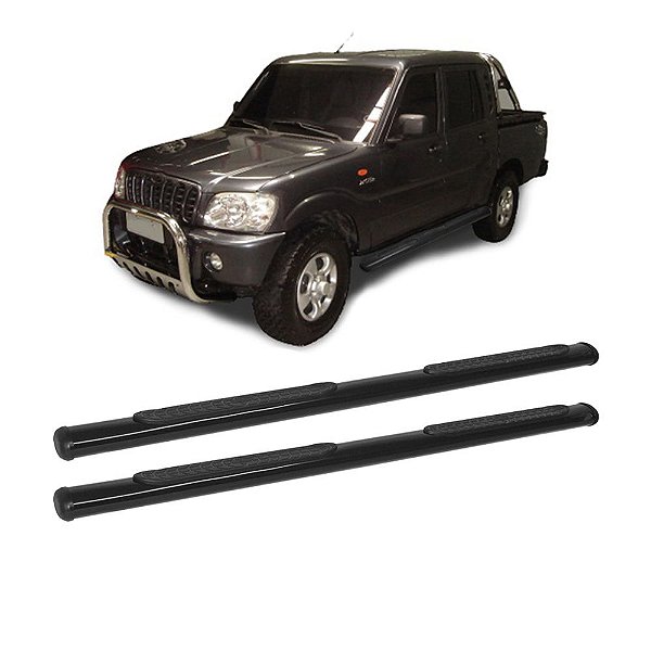 Estribo Pick-Up 2008 em diante Cabine Dupla Preto Oblongo