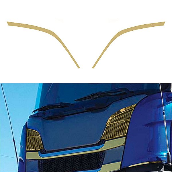 Aplique Moldura Entrada Ar Para Scania P / G Dourado Par