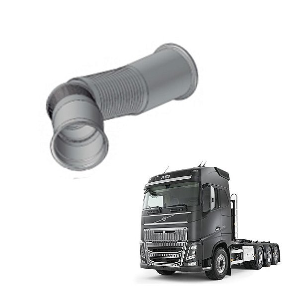 Tubo Saída 5” Flexível Inox p Volvo FH 2019 2020 2021 Euro 5