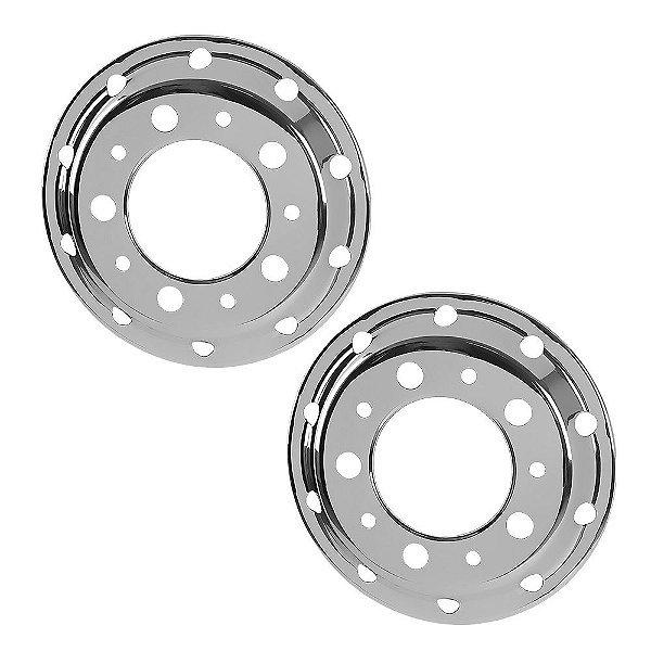 Calota Caminhão Dianteira Silver Aro 22,5 10 Furos Par