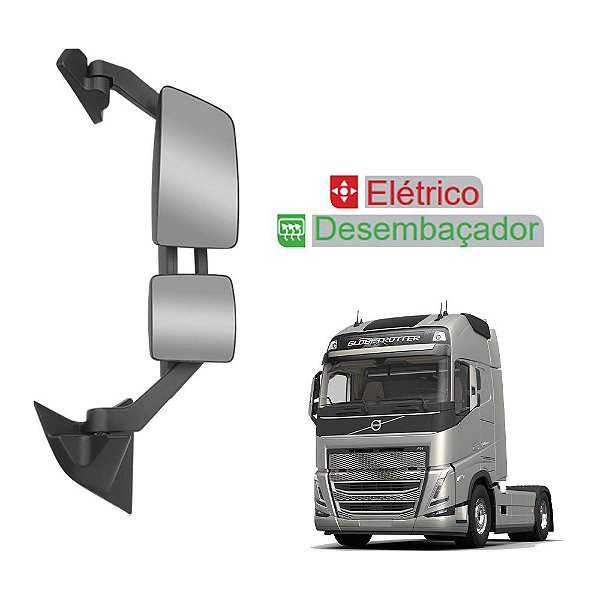 Conjunto Espelho Retrovisor LD Volvo FH 2015 a 2021 Elétrico