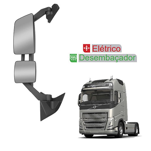 Conjunto Retrovisor para Volvo FH 2015/2021 Elétrico LE