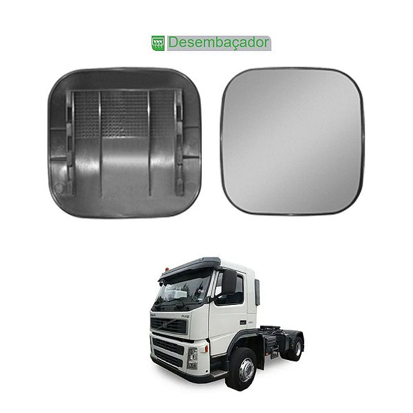 Base c Vidro Retrovisor p Volvo FM Convexo LD c Desembaçador