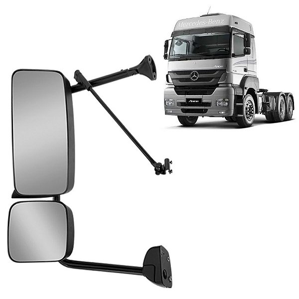 Retrovisor c Auxiliar para Atego 2007 a 2013 Lado Esquerdo