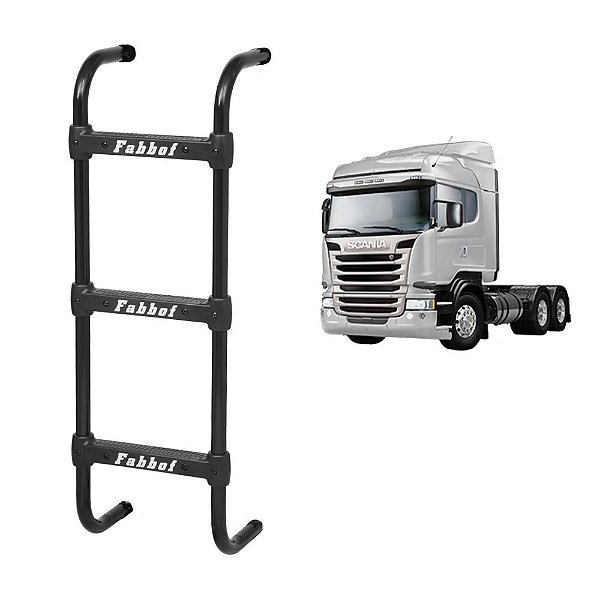 Estribo Traseiro p Scania P/G 2021 NTG 3 Degrau 1122mm Preto