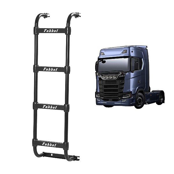 Escada Traseira para Scania RH Highline NTG 4 Degraus Preta