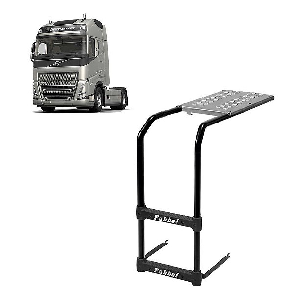 Estribo Plataforma p Volvo FH 2015 2016 2017 2 Degraus Preto