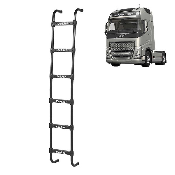Estribo p Volvo FH/NH Cabine Alta até 2014 - 6 Degraus Preto