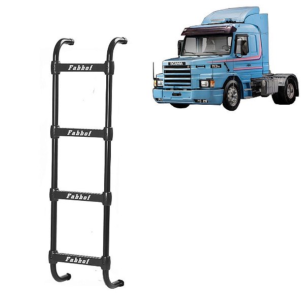 Escada Traseira Scania T/R 112/113/142/143 - 4 Degraus Preto
