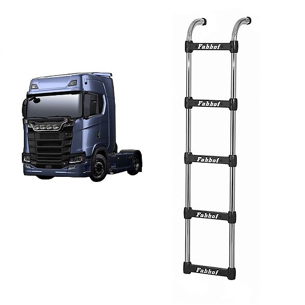 Estribo Traseiro Cabine Scania P/G 2021 NTG 5 Degrau Cromada