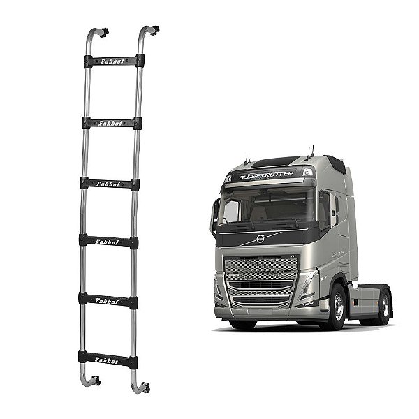 Estribo Traseiro Cabine Volvo FH/NH 6 Degrau 2035mm Cromada