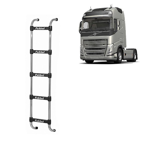 Estribo Traseiro para Volvo FH NH 5 Degraus 1650mm Cromado