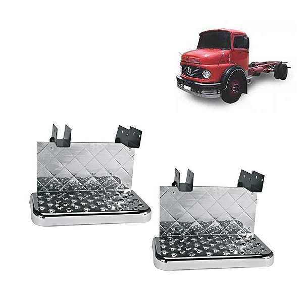 Par Estribo Escada Lateral p Mercedes-Benz 1113/1114 Cromado