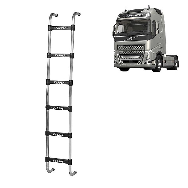 Estribo p Volvo FH/NH Cabine Alta até 2014 6 Degraus Cromada