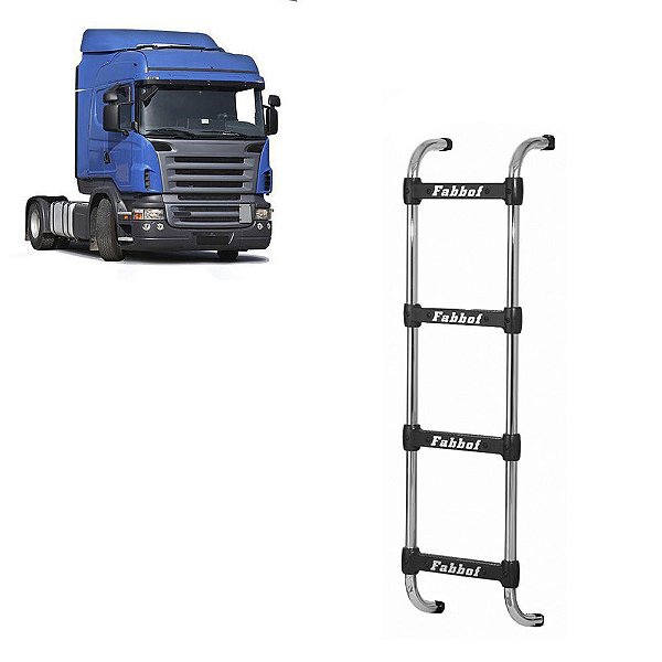 Estribo p Scania R Cabine Baixa até 2018 4 Degraus Cromada