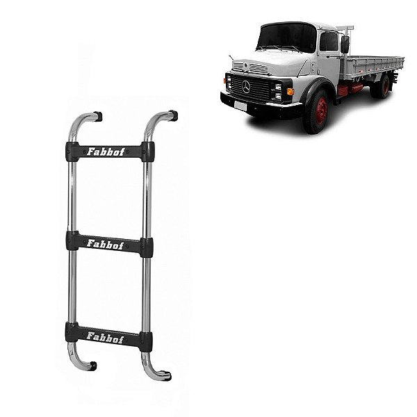 Estribo para Mercedes Benz 1114 Cara Preta 3 Degraus Cromada