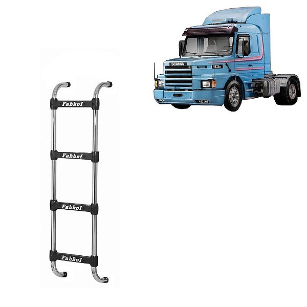Escada Scania T/R 112/113/142/143 - 4 Degrau 1400mm Cromada