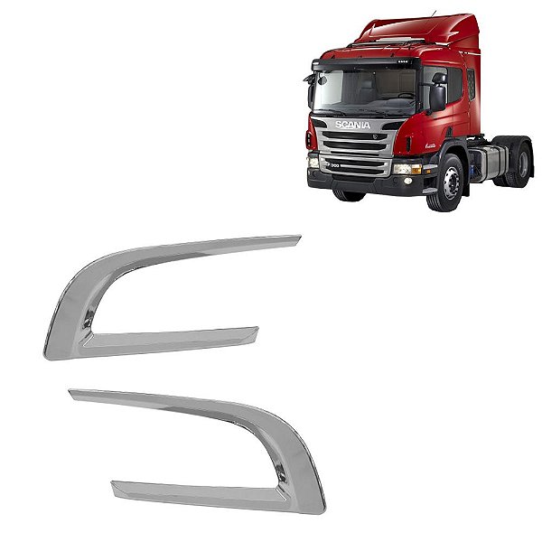 2 Capa Cromada Entrada de Ar para Scania P 2010 em Diante