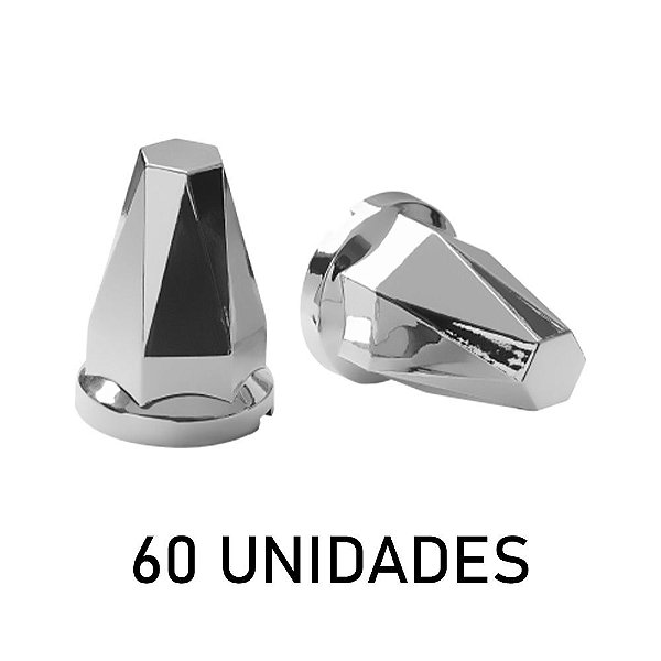 60 Capa de Porca de Roda 32mm - Diamante Cromada