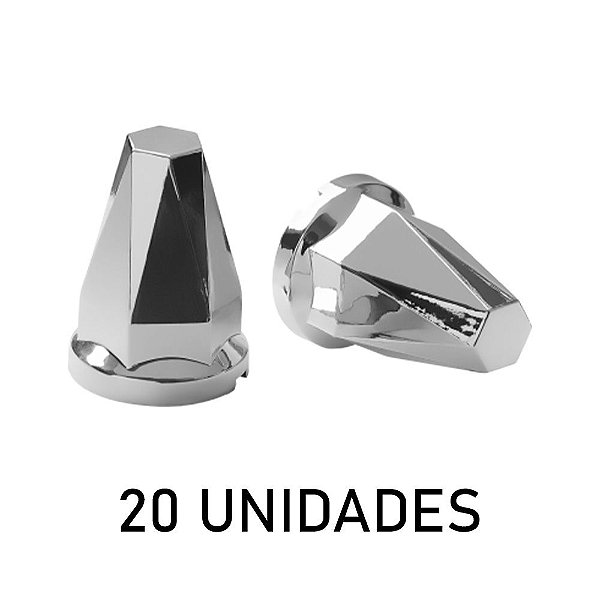 20 Capa de Porca de Roda 32mm - Diamante Cromada