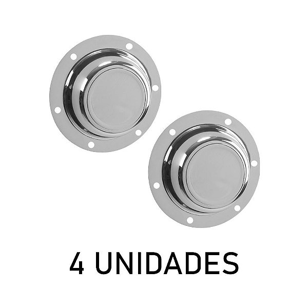 Kit Sobre Tampa do Cubo de Roda Metal p Noma 6 Furos Cromada