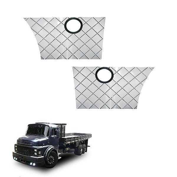 Polaina Lateral Estribo MB 1113/1114 Com Furo Em Inox Par