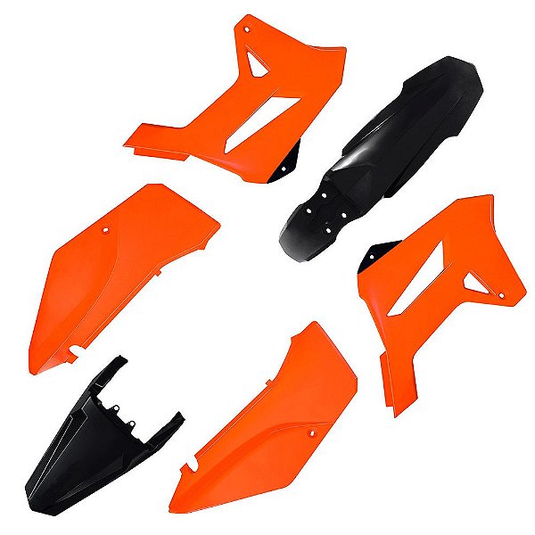 Kit Plástico R1DE XR 250 2008 2009 2010 2011 - Laranja/Preto