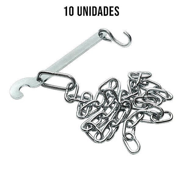 Kit Corrente Da Tampa 5,5mm C/ Corrente Zincado Branco-10un