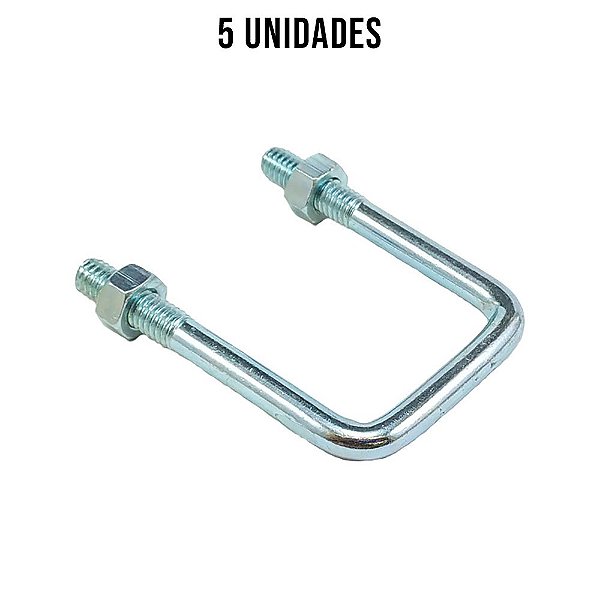 Presilha U 40mm Com Porca Zincado Branco - 5un