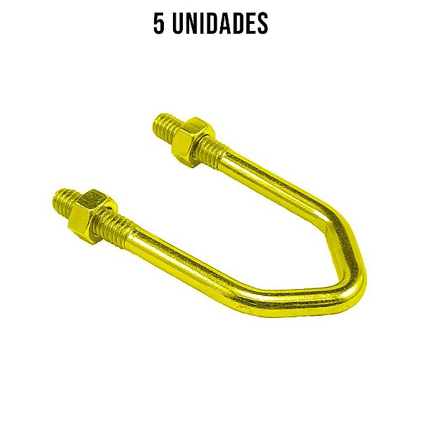 Presilha V 32mm Com Porca Zincado Amarelo - 5un